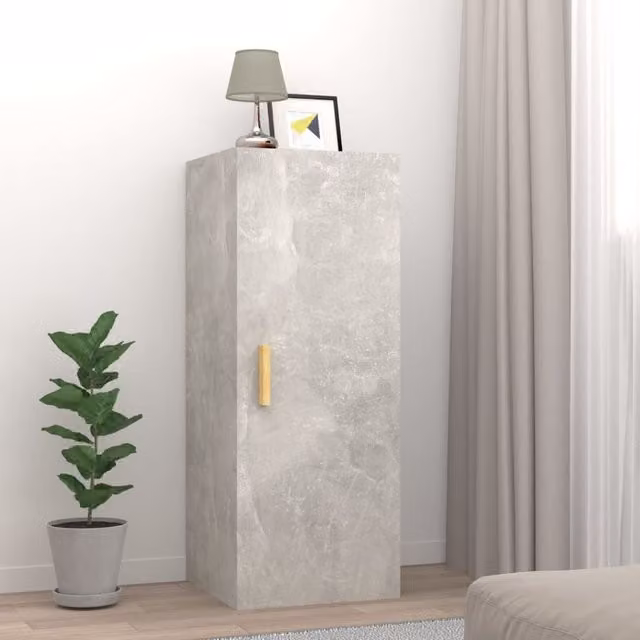 Berkfield Home Wall Cabinet in Concrete Grey, W/D/H: 34.5 x 34.0 x 90.0 cm