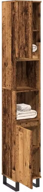 Berkfield Home Industrial Bathroom Cabinet in Brown, W/D/H: 30 x 30 x 190 cm – 1