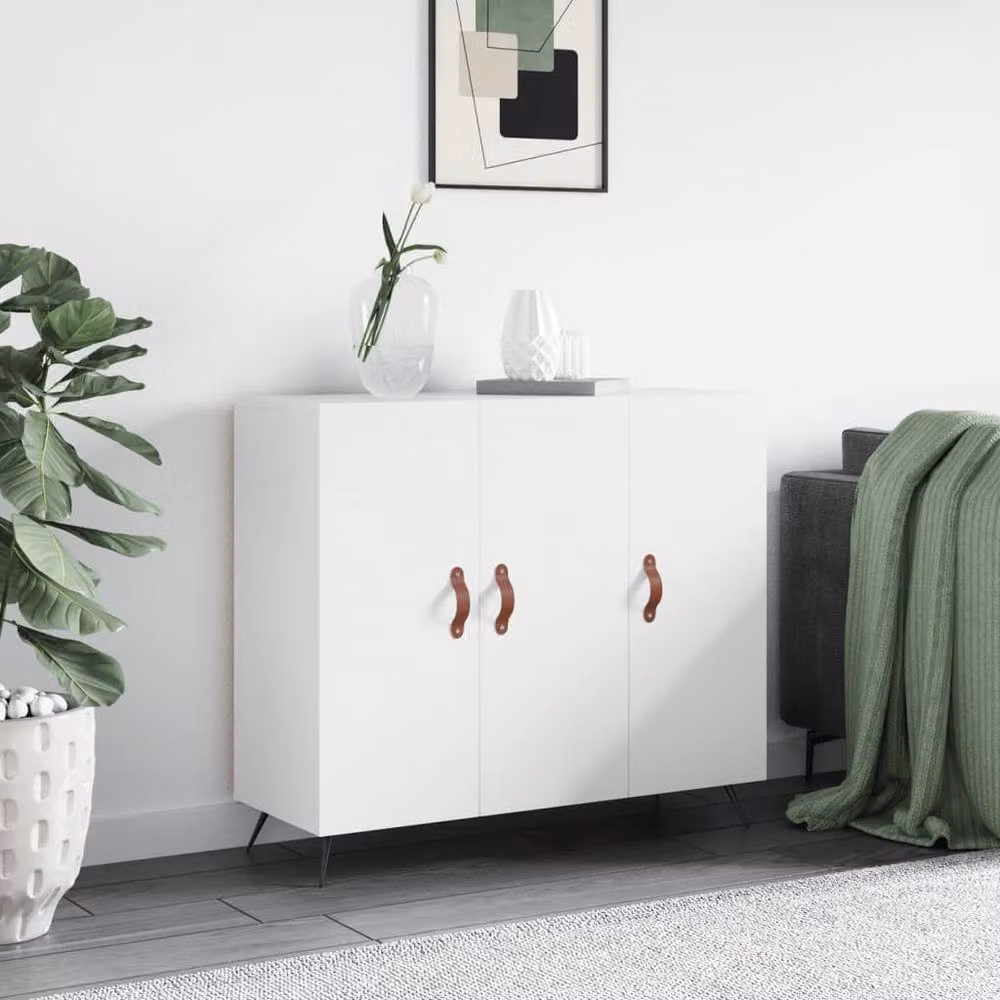 Berkfield Home White Matt Sideboard, W/D/H: 90 x 34 x 80 cm – 2