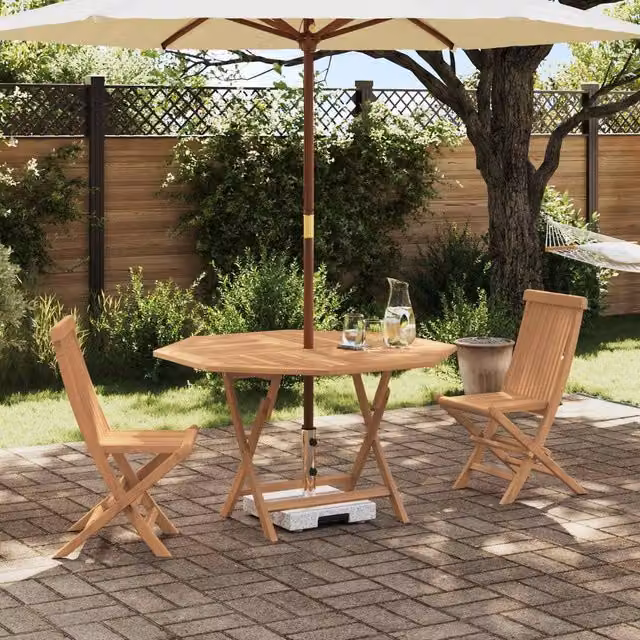 Berkfield Home 3 Piece Folding Garden Bistro Set in Brown Solid Teak Wood