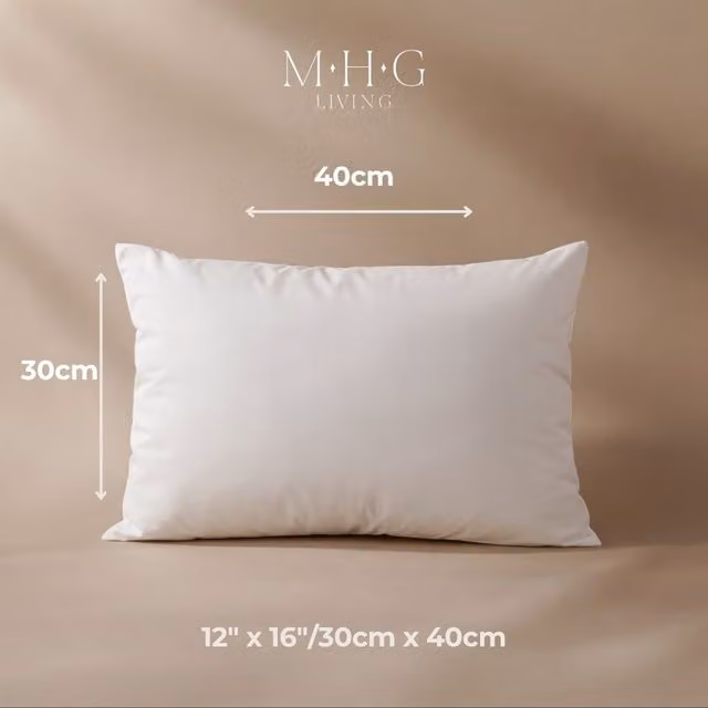 MHG Living Pack of 2 White Rectangular Duck Feather Cushion Pad Inserts with Cotton Cover, W/D/H: 40 x 30 x 0 cm