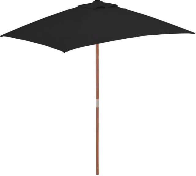 Berkfield Home Outdoor Parasol with Wooden Pole and Black Polyester Canopy, W: 200 cm, D: 150 cm – 1