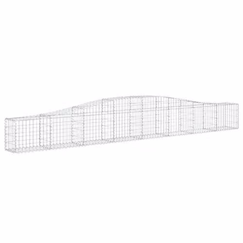 vidaXL Set of 7 Arched Gabion Baskets in Silver Galvanised Steel, W: 400 cm, D: 30 cm, H: 40/60 cm – 1