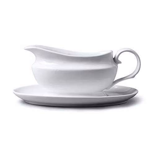 WM Bartleet & Sons Porcelain Drip-Free Gravy Boat with Saucer, 500ml, White – 1