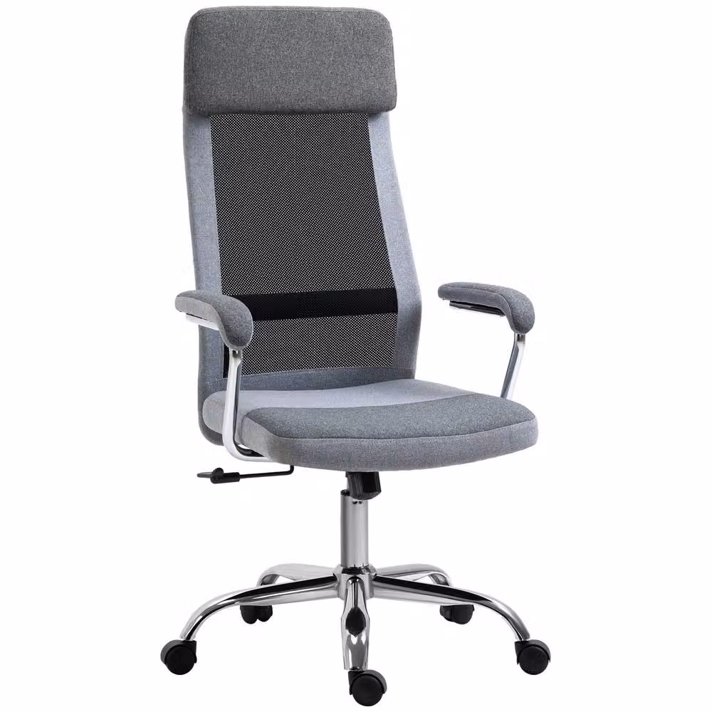 STILVORA Grey Fabric Task Chair with Armrests and Swivel Castors – 4