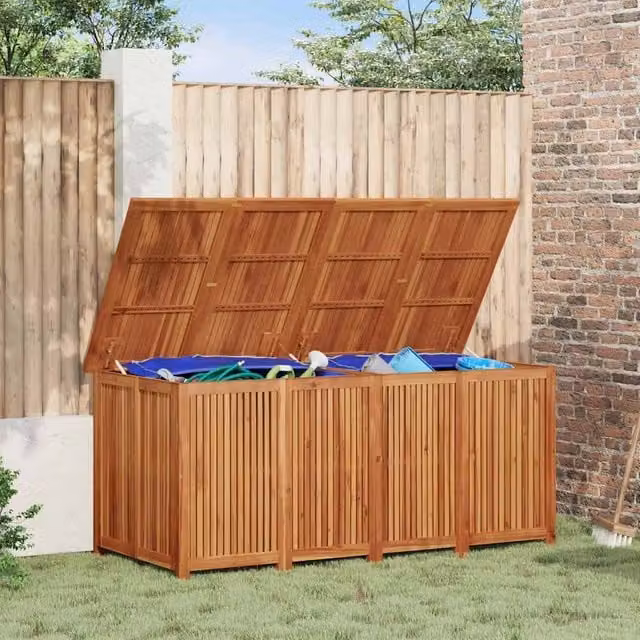 Berkfield Home Garden Storage Box in Brown Solid Acacia Wood, W/D/H: 175 x 80 x 75 cm – 1