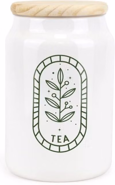 Purely Home Boho Minimalism Ceramic Tea Storage Canister in White