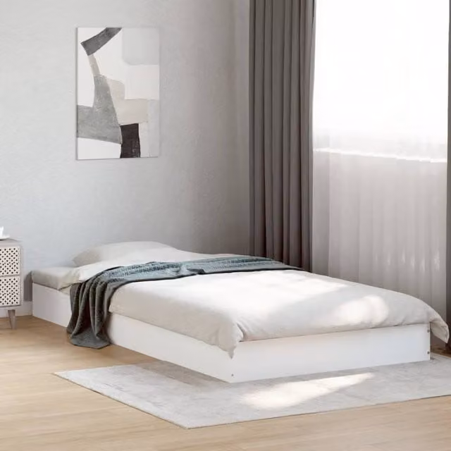 Berkfield Home Single Bed Frame in White, Engineered Wood, W/D/H: 90 x 190 cm – 1