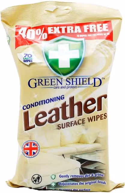 Greenshield Leather Wipes, 70 Count, White