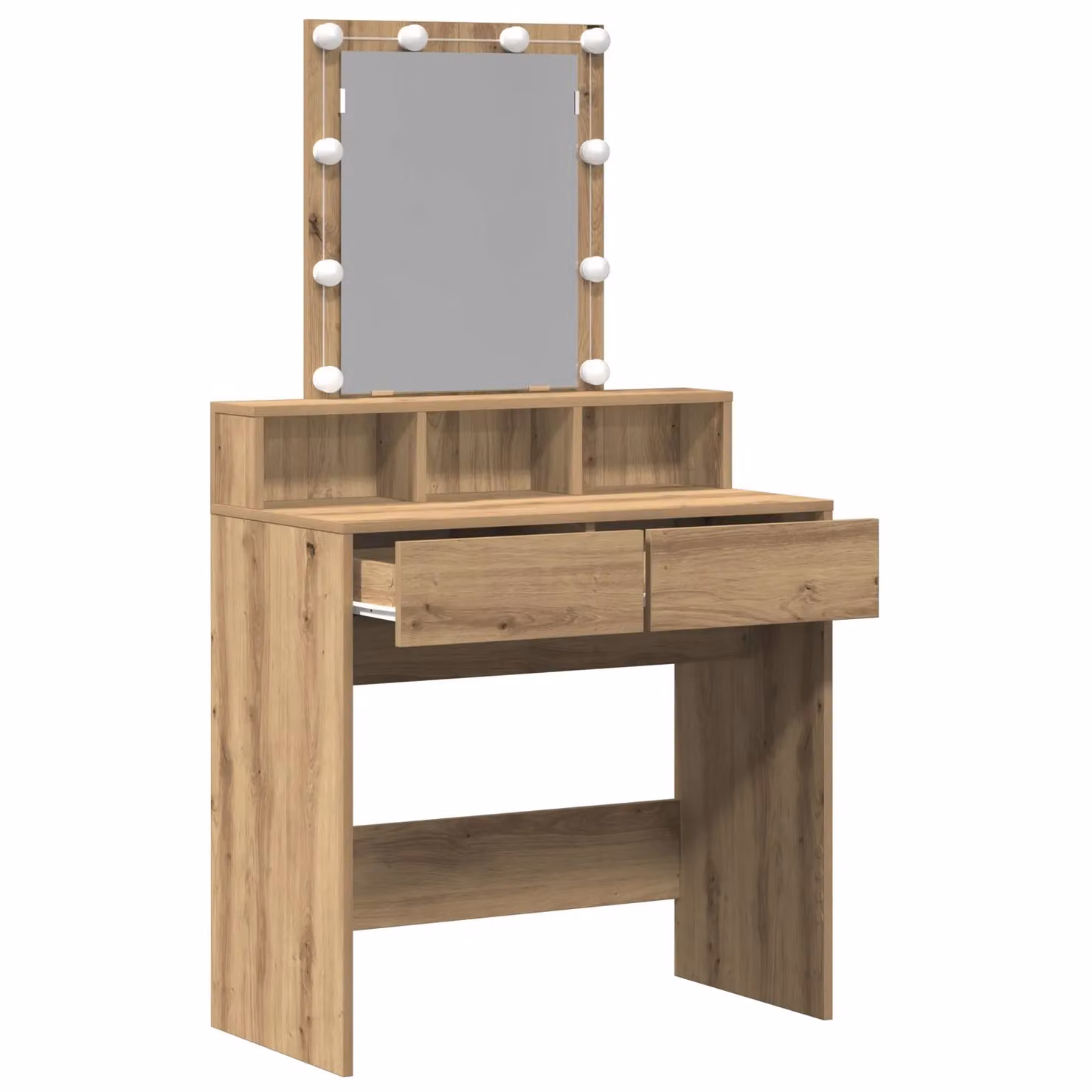 Berkfield Home Hollywood LED Dressing Table with Mirror in Artisan Oak Brown – 2