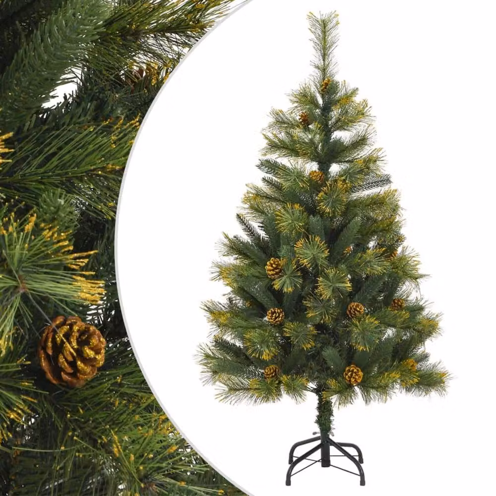 Berkfield Home Beautiful Artificial Hinged Christmas Tree with Cones, Green, Height: 120 cm – 2