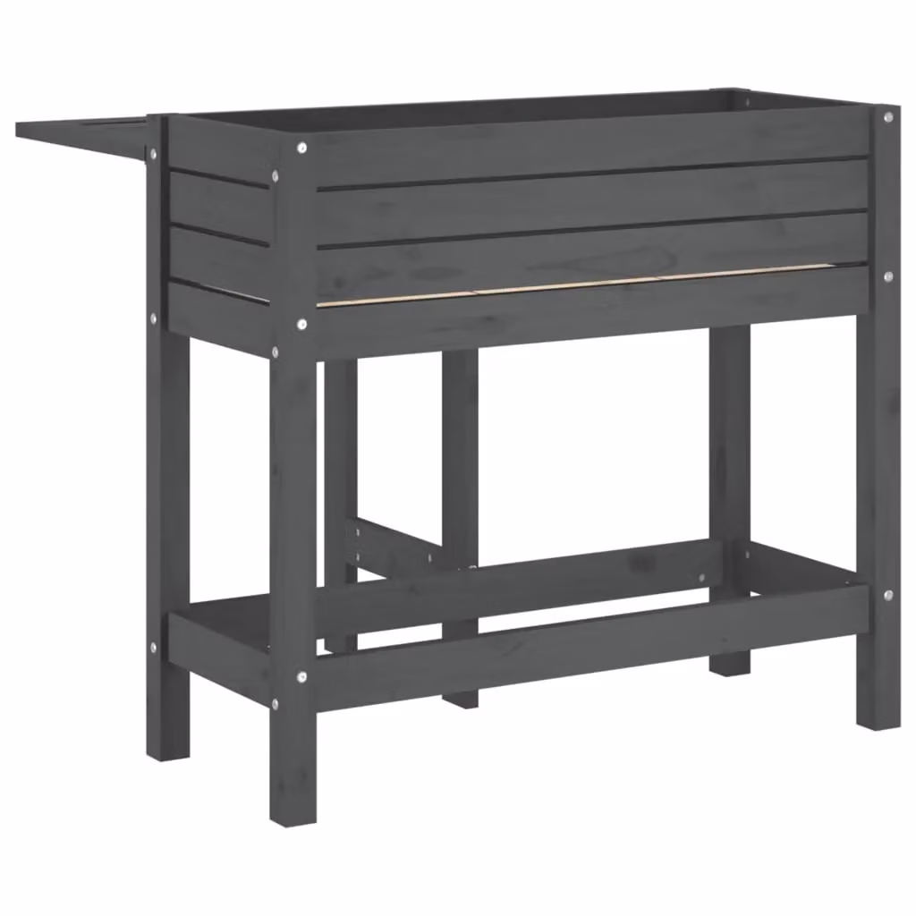Berkfield Home Rustic Grey Solid Wood Pine Garden Planter with Folding Tabletop – 5