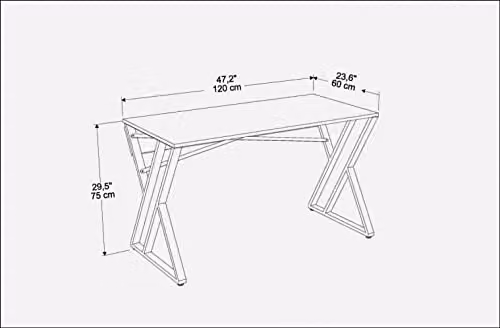 DECOROTIKA Gyza Industrial Modern Writing Desk, Black, W/D/H: 120 x 60 x 75 cm – 2