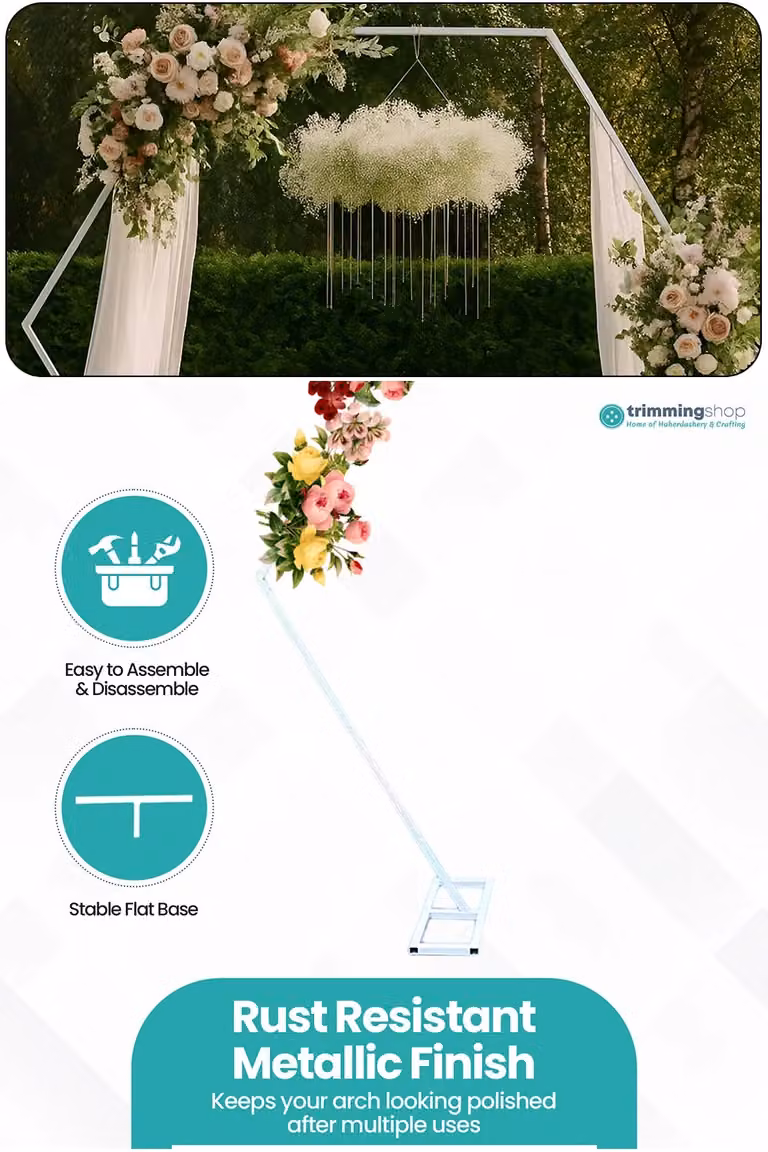 Neel Blue Pentagon Balloon Arch Stand Metal Frame Party Background Decoration in White
