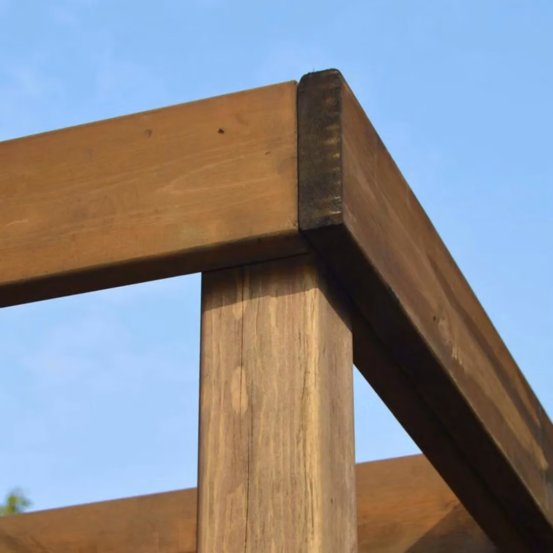 Rutland County Garden Furniture Ltd Wall Mounted Lean-to Pent Pergola in Brown, W: 300 cm, D: 300 cm, H: 270 cm – 4