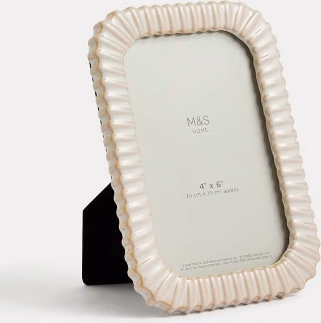 M&S Ceramic Rectangular Single Tabletop Photo Frame, Beige, 10 x 15 cm