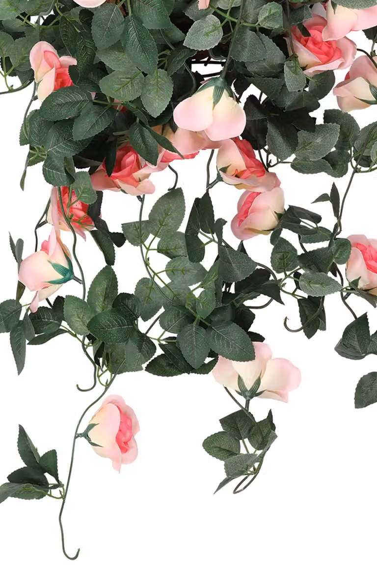 Neel Blue Artificial Rose Garland Vine with 18 Metallic Gold Flowers, Length: 110 cm