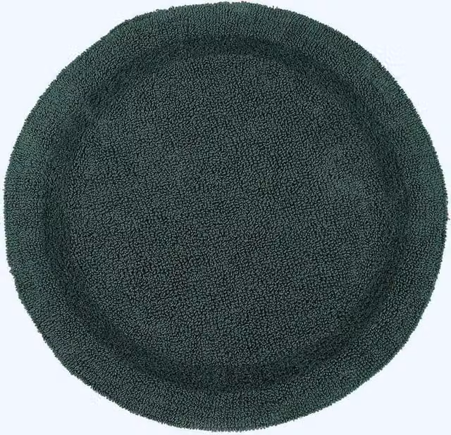 Homescapes Luxury Round Cotton Bath Mat, Green, Diameter: 80 cm – 1
