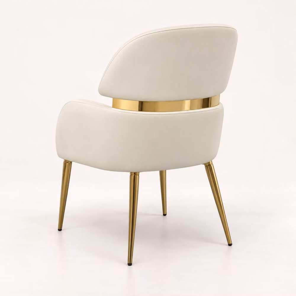 Stratus Interiors Madrid Gold Band PU Leather Dining Chair in Beige – 2
