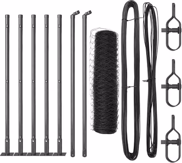 Berkfield Home Grey Hexagon Steel and PVC Fence, W: 10 m, H: 0.5 m