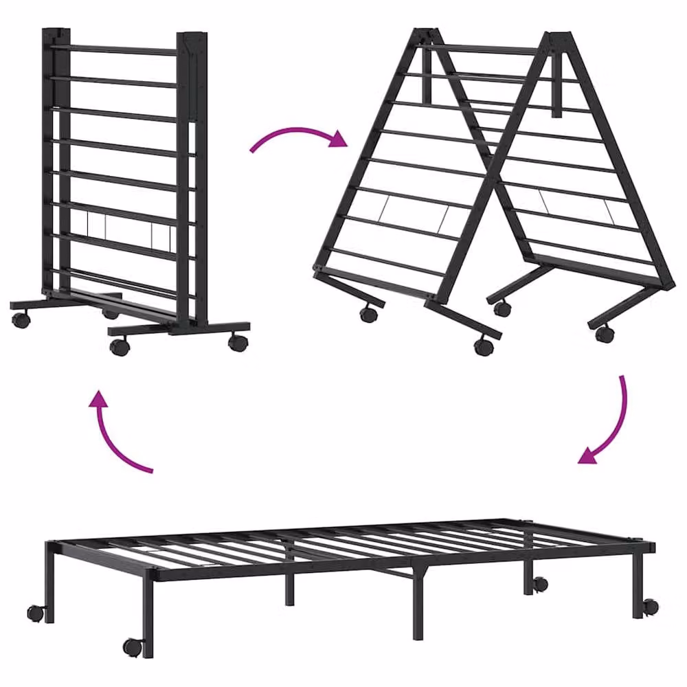 Berkfield Home Elegant Foldable Rollaway Bed Frame in Black Metal, W/D/H: 80 x 200 cm – 4