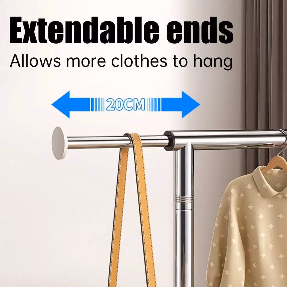 FLAVORA Heavy Duty Stainless Steel Clothes Rail in Silver, W: 50 cm, H: 164.5 cm – 4