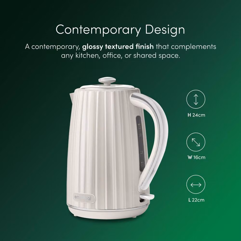 Emperial White Cordless Electric Kettle with 1.7 l Capacity and Limescale Filter – 6