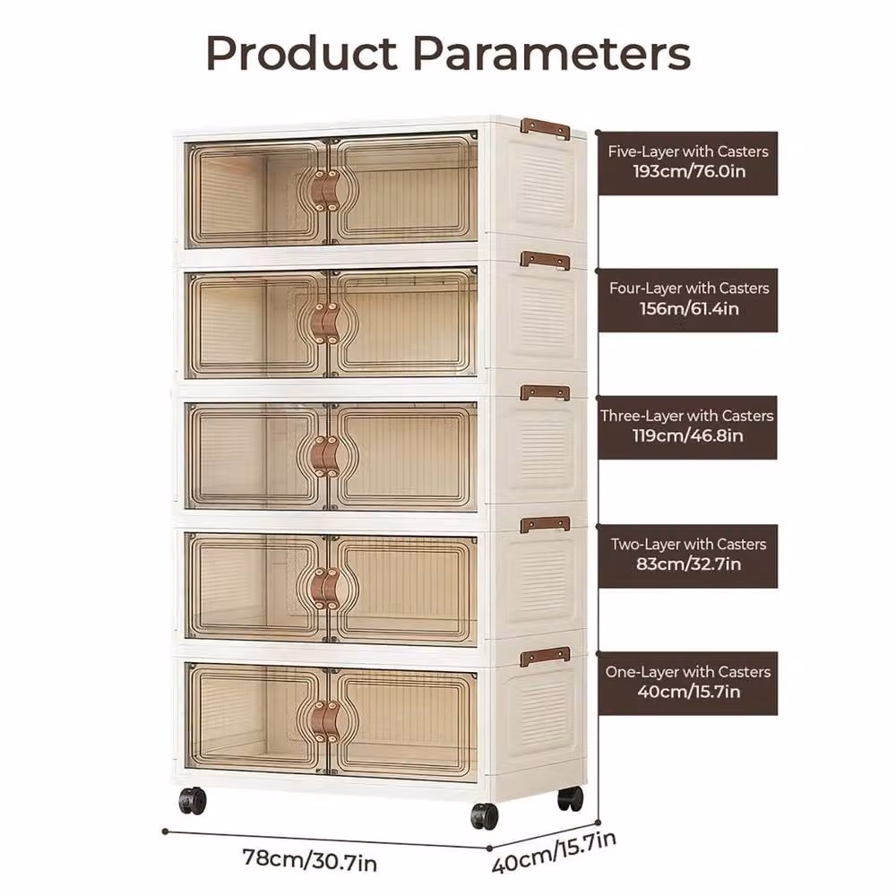 FORGEVIO 5 Tier Large Stackable Storage Box Cabinet in White – 2