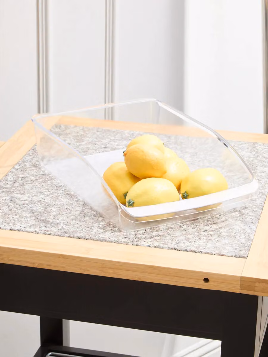 Orsina Transparent Plastic Small Fridge Organiser and Stackable Pantry Storage Bin, W: 8 cm, D: 33 cm, H: 23 cm – 2