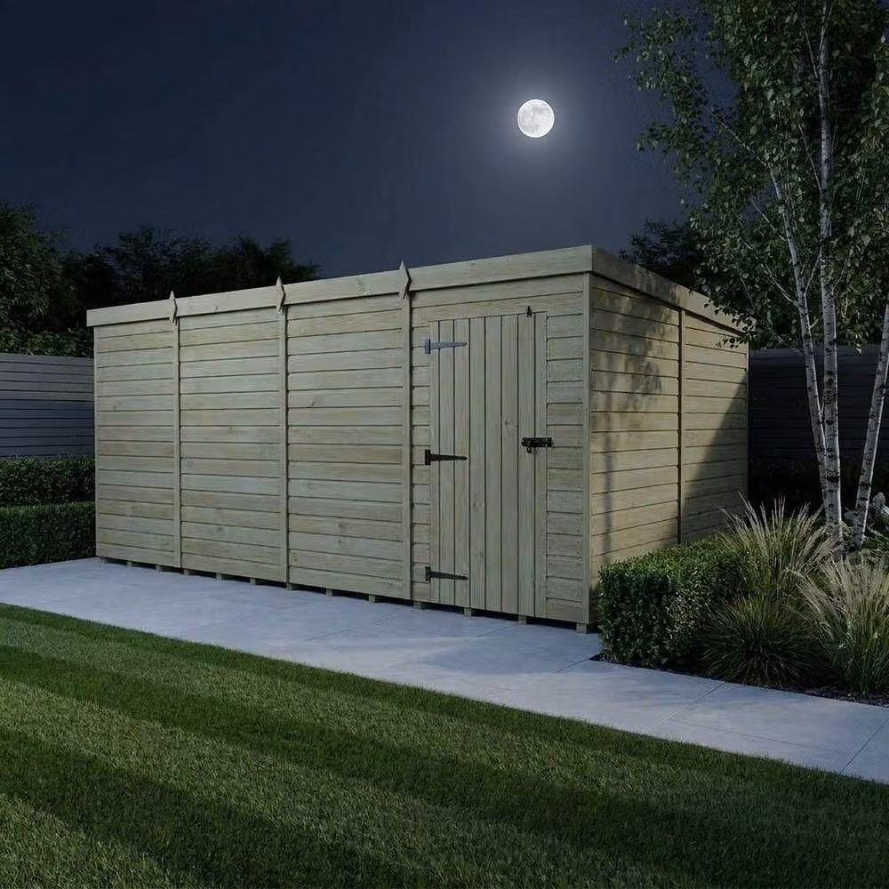 Buttercup Farm Brown Timber Pent Garden Shed with Single Door, W: 487.68 cm, D: 305.0 cm, H: 210.0 cm – 3