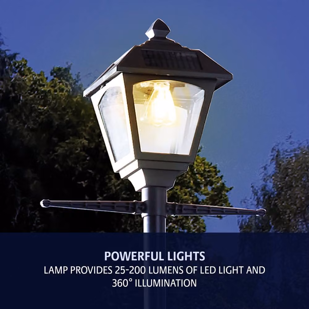 Gainsborough Deluxe Solar LED Lamp Post Light in Black Stainless Steel, Height: 200 cm – 3