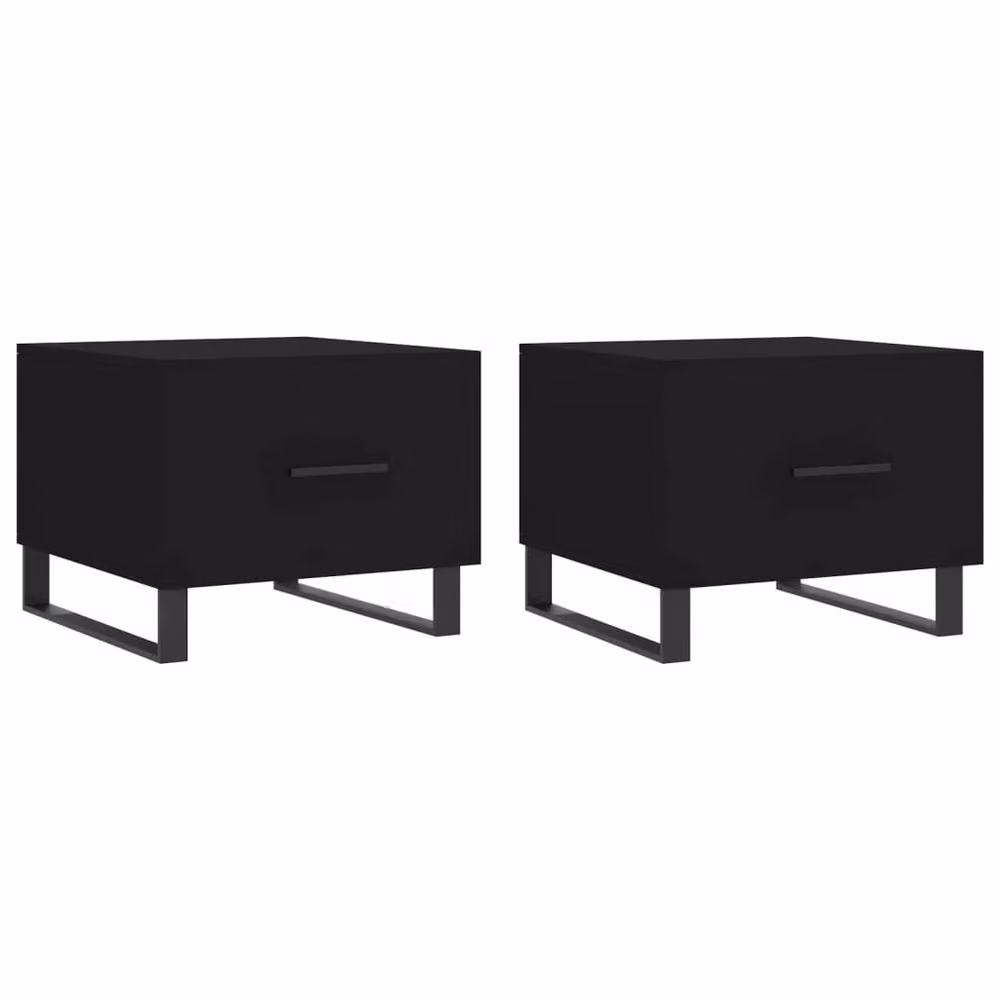 Berkfield Home Set of 2 Black Modern Square Coffee Tables, W/D/H: 50 x 50 x 40 cm – 2