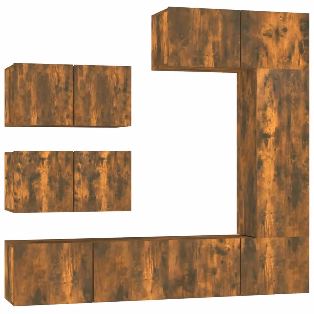 Berkfield Home 6 Piece Smoked Oak TV Cabinet Set in Brown – 2