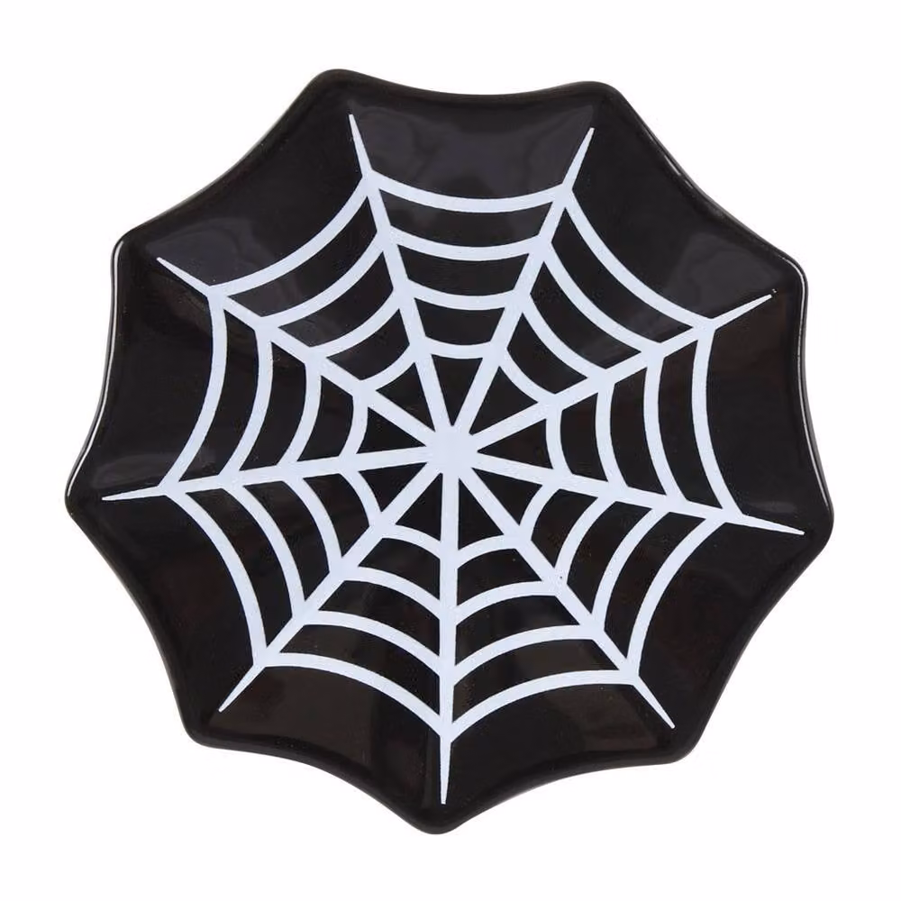 Uniqueful Spiderweb Ceramic Trinket Dish in Black, Diameter: 15 cm – 2