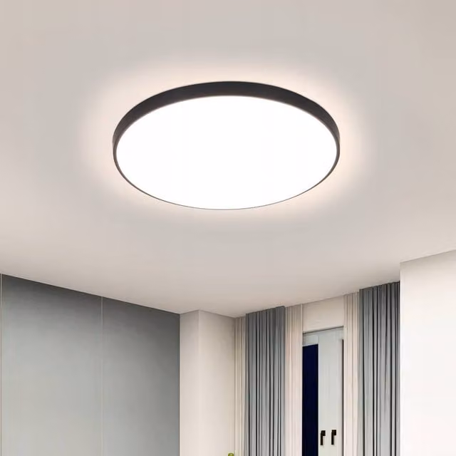 COMELY 24W Round LED Ceiling Light in Black, IP44 Rated for Bathroom Use – 1