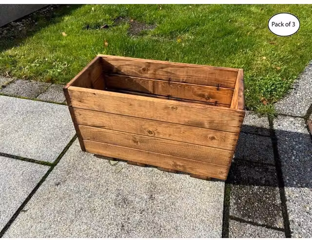 Charles Taylor Multi Pack of 3 Regular Open Berwick Trough Planters in Brown, W: 52.5 cm, D: 25 cm, H: 30.5 cm – 1