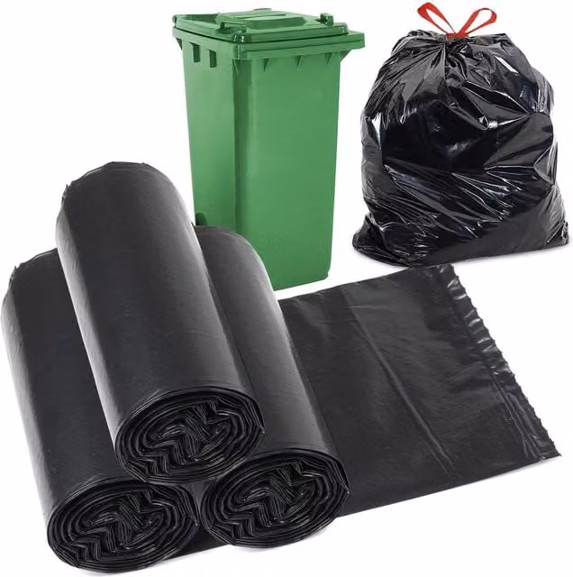 GEEZY Large Recyclable Bin Liners, 130L, Green and Black