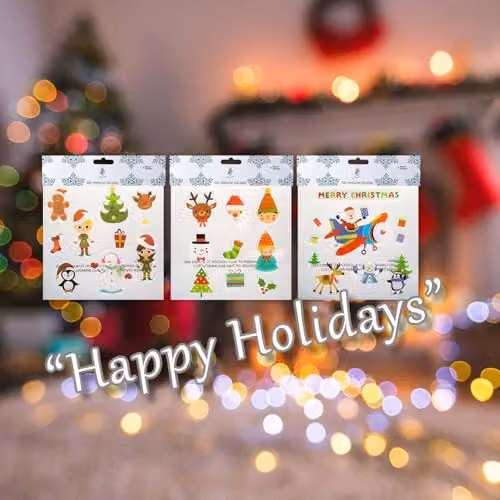 VFM e-Store Christmas Stickers in Multicolour, Varied Designs, W/D/H: 20 x 20 x 0.1 cm – 3