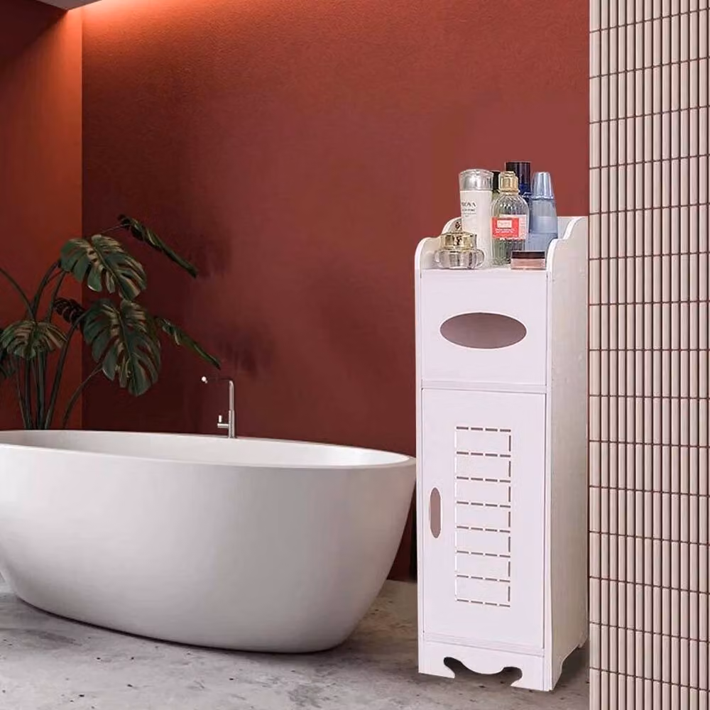 Havendro White Plastic Bathroom Storage Cabinet with Drawer and Cupboard, W/D/H: 55 x 21 x 55 cm – 4