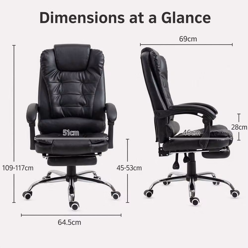 STILVORA Black Synthetic Leather Executive Office Chair with Headrest and Armrests – 4