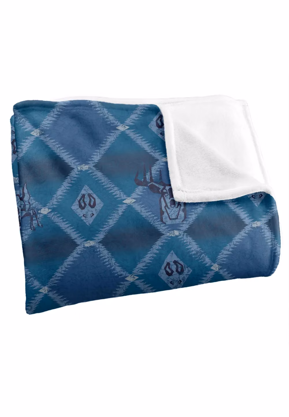 JQ Licensing Deer Southwest Blue Hunting Pattern Super Soft Fleece Throw Blanket in White and Blue, W/D/H: 152 x 127 cm – 3