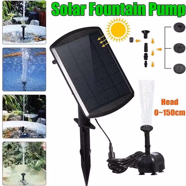 NESTLUNE Solar Powered Water Feature Fountain Pump for Garden Pools and Ponds, Black, W: 100 cm, D: 15 cm, H: 15 cm – 1
