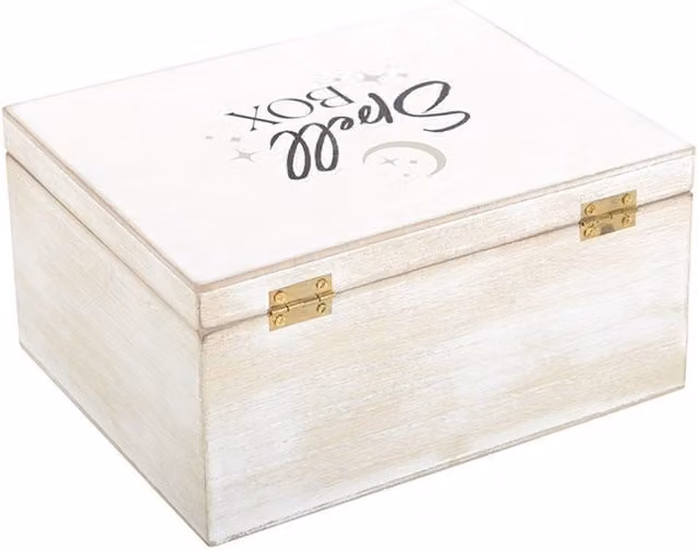 KDMK Mystic White Witch Spell Storage Box, White Shabby Chic Solid Wood Rectangular Tabletop Box