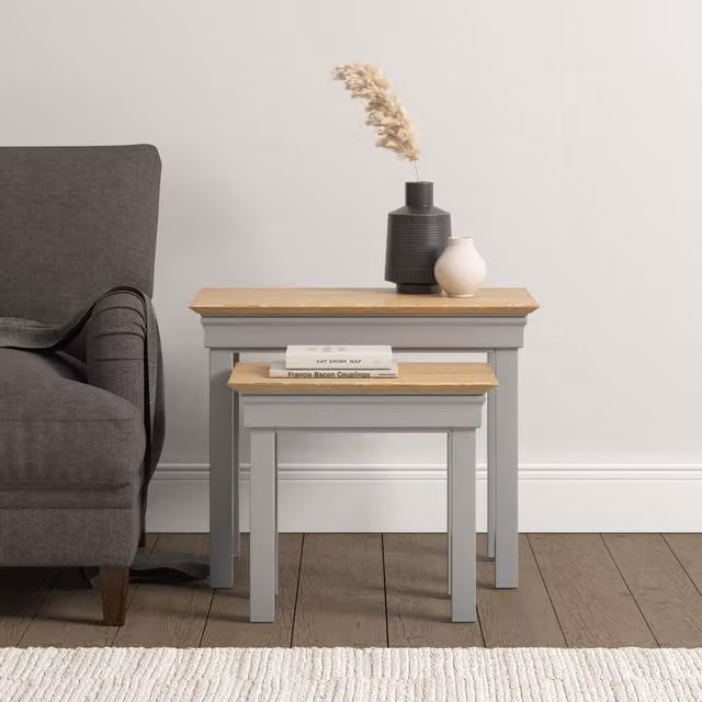 Seconique Bordeaux Nest of 2 Tables in Light Grey – 1
