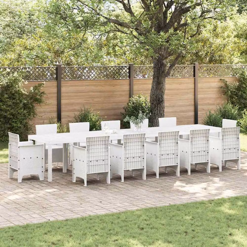 Berkfield Home White Poly Rattan Extendable Garden Table W: 400 cm, D: 100 cm, H: 73 cm – 2