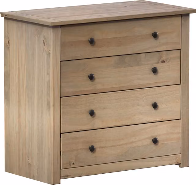 Vida Designs Panama 4 Drawer Chest in Natural Oak Wood