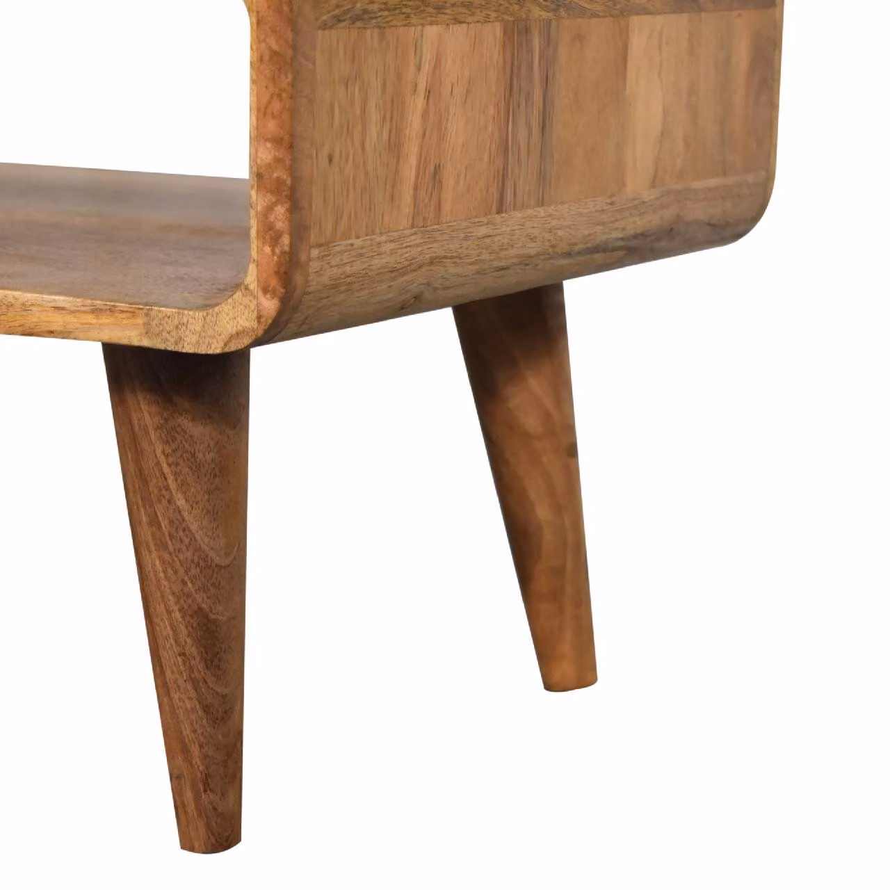 Aosom UK Solid Mango Wood Media Unit with Oak-Effect Finish and Open Shelf, Brown, W: 65 cm, D: 45 cm, H: 35 cm – 4