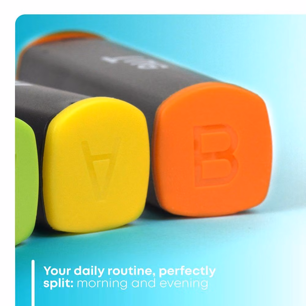 FINEWAY 28 Day Monthly Pill Organiser with Morning and Evening Stand in Black and Multicolour – 3