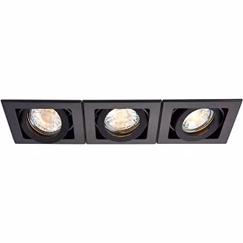 Loops Triple Adjustable Recessed LED Downlight in Black Aluminium with GU10 Compatibility