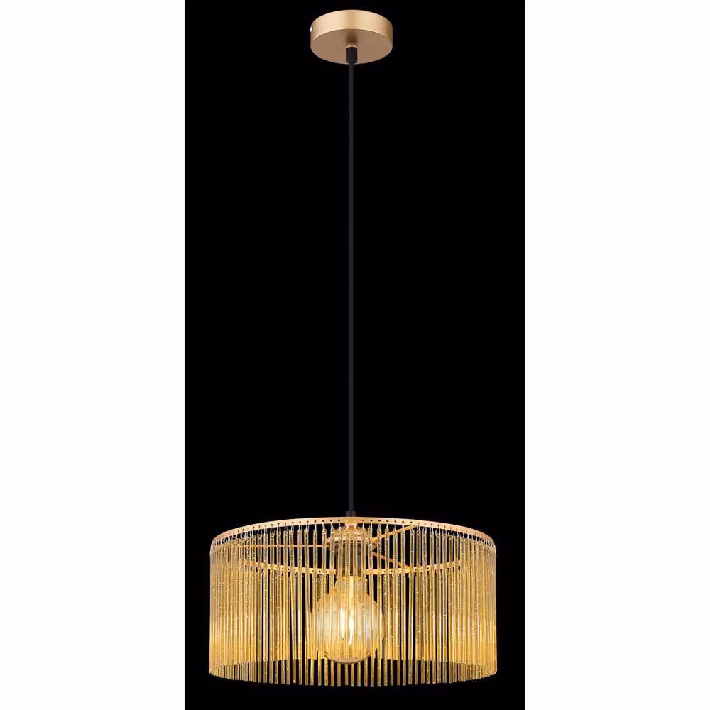 Netlighting Leeds Cylindrical Pendant Light in Gold/Brass with Amber Acrylic Rods, Diameter: 35 cm, Height: 135 cm – 6